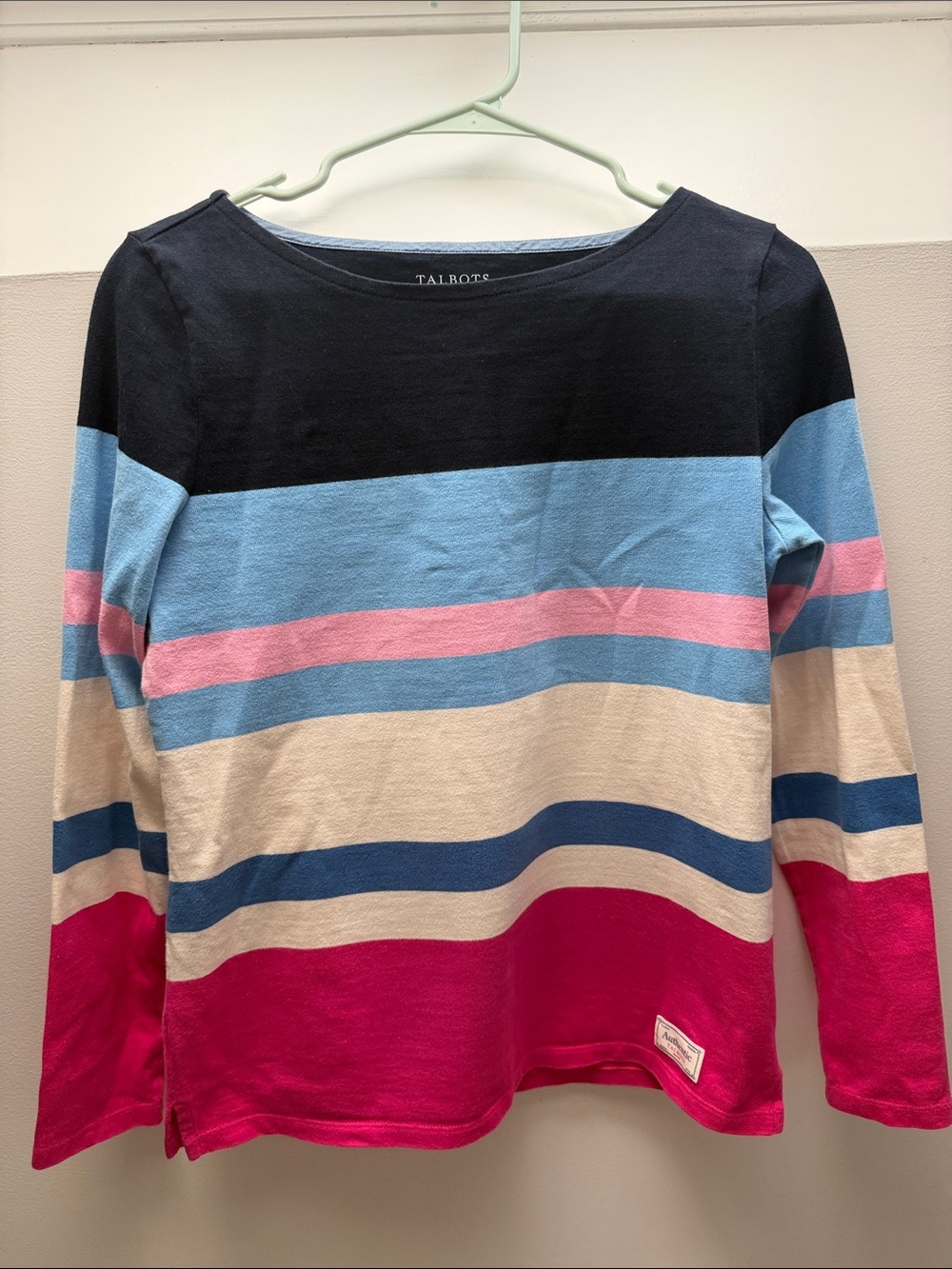 Talbots Ashford Striped Long Sleeve Boatneck Top
